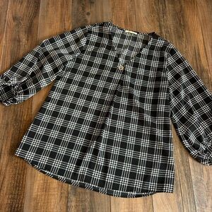 Plaid Black and White Women's Top